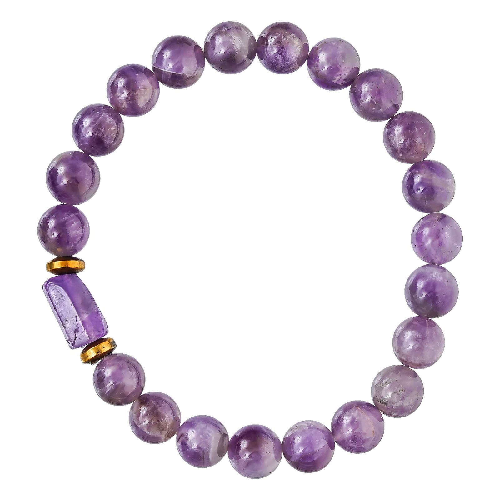 Amethyst Tumbler Bracelet for Women Men's Gifts - Protection Healing Crystal Bracelet - 8mm Gemstone Beaded Adjustable